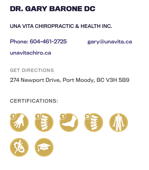 Dr. Gary Barone is certified in Active Release Techniques for Upper Extremity, Spine, Lower Extremity, Spine Level Two, Nerve Entrapment, Biomechanics and Masters.